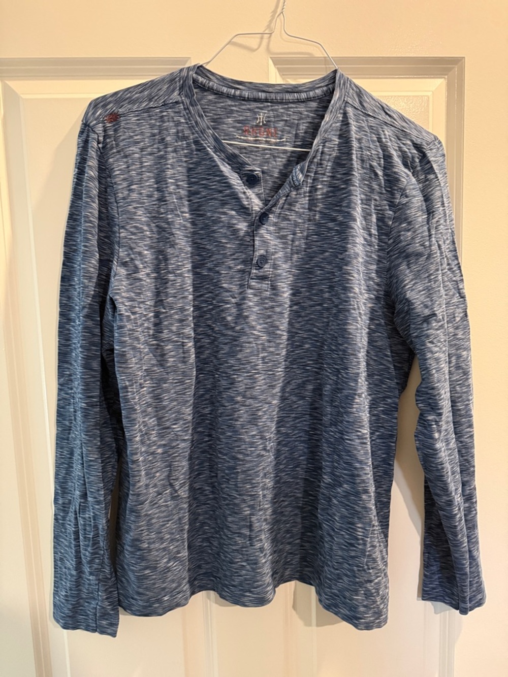 RHONE Element Space Dye Blue Henley Shirt